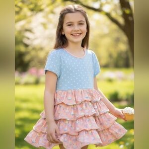 Matilda Jane Blue and Peach Polka Dot Dress